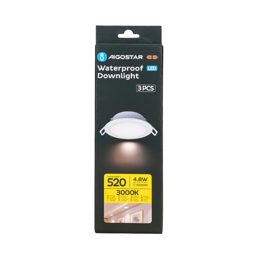 Aigostar - SÆT 3x Udendørs LED indbygningslampe LED/4,8W/230V 3000K IP65 hvid