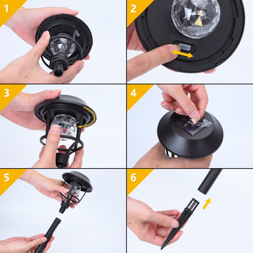 Aigostar - SÆT 4x LED solcellelampe RGB-farver LED/0,2W/2V 40 mAh IP44
