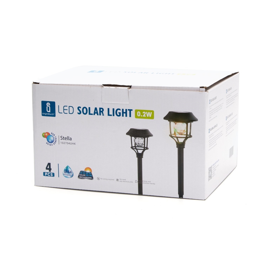 Aigostar - SÆT 4x LED solcellelampe RGB-farver LED/0,2W/2V 40 mAh IP44