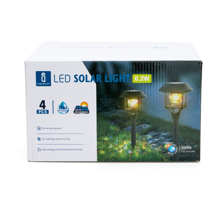 Aigostar - SÆT 4x LED solcellelampe RGB-farver LED/0,2W/2V 40 mAh IP44