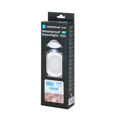 Aigostar - SÆT med 3x LED Badeværelses indbygningslys LED/4,8W/230V IP65 hvid