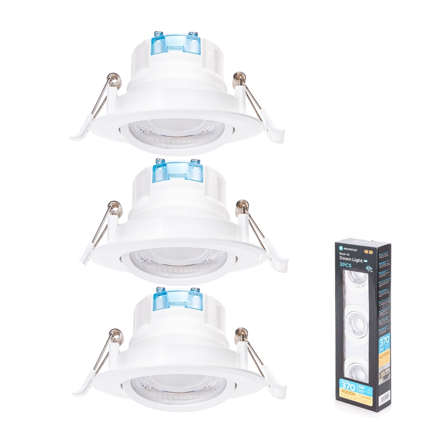 Aigostar - Sæt med 3x LED indbygningsspot LED/5W/230V 4000K Ø 8,5 cm hvid