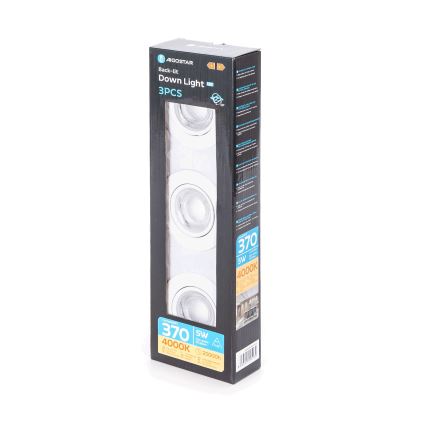 Aigostar - Sæt med 3x LED indbygningsspot LED/5W/230V 4000K Ø 8,5 cm hvid
