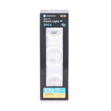 Aigostar - Sæt med 3x LED indbygningsspot LED/5W/230V 4000K Ø 8,5 cm hvid