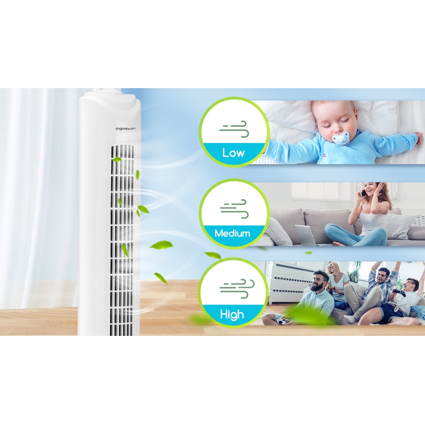 Aigostar - Tårnventilator 45W/230V hvid