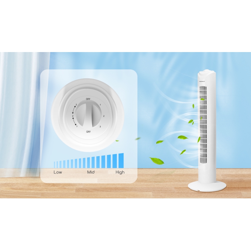 Aigostar - Tårnventilator 45W/230V hvid