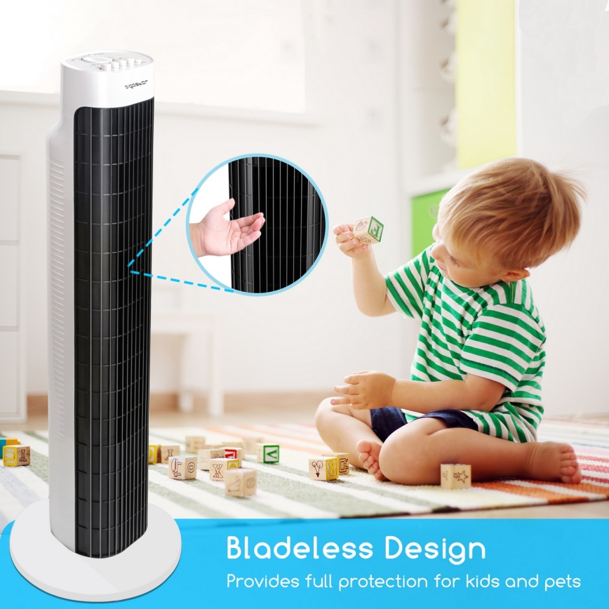 Aigostar - Tårnventilator 45W/230V sort/hvid