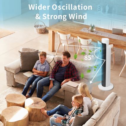 Aigostar - Tårnventilator 45W/230V sort/hvid