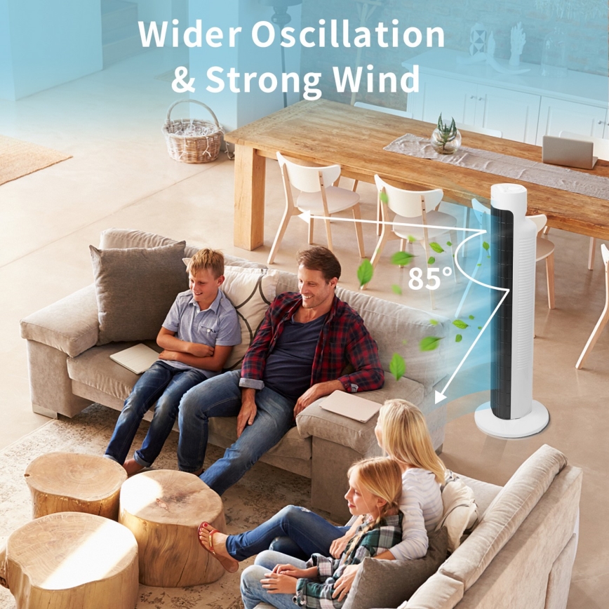 Aigostar - Tårnventilator 45W/230V sort/hvid