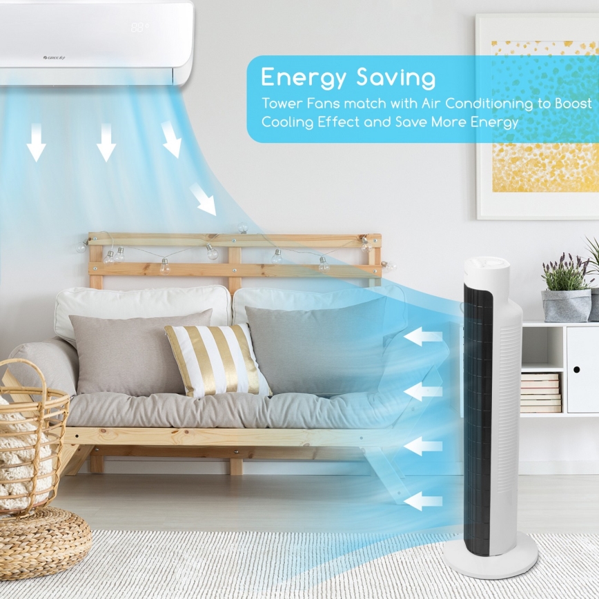 Aigostar - Tårnventilator 45W/230V sort/hvid