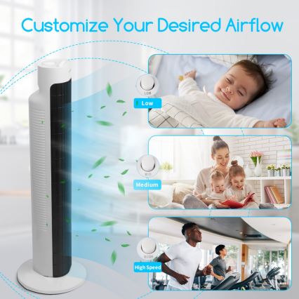 Aigostar - Tårnventilator 45W/230V sort/hvid