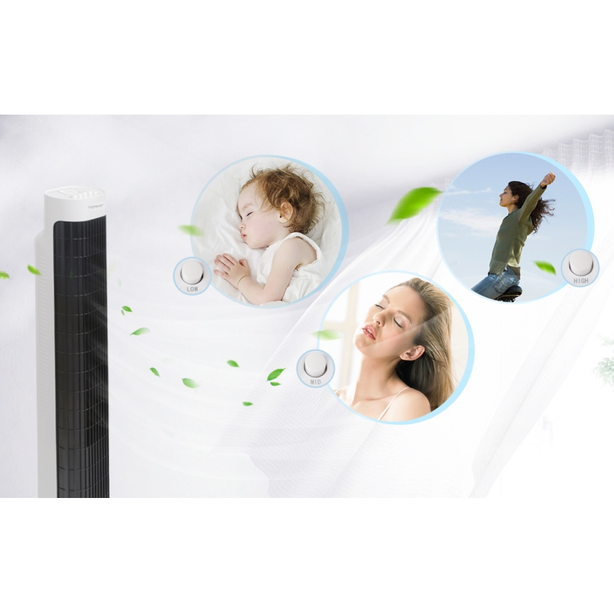 Aigostar - Tårnventilator 45W/230V sort/hvid
