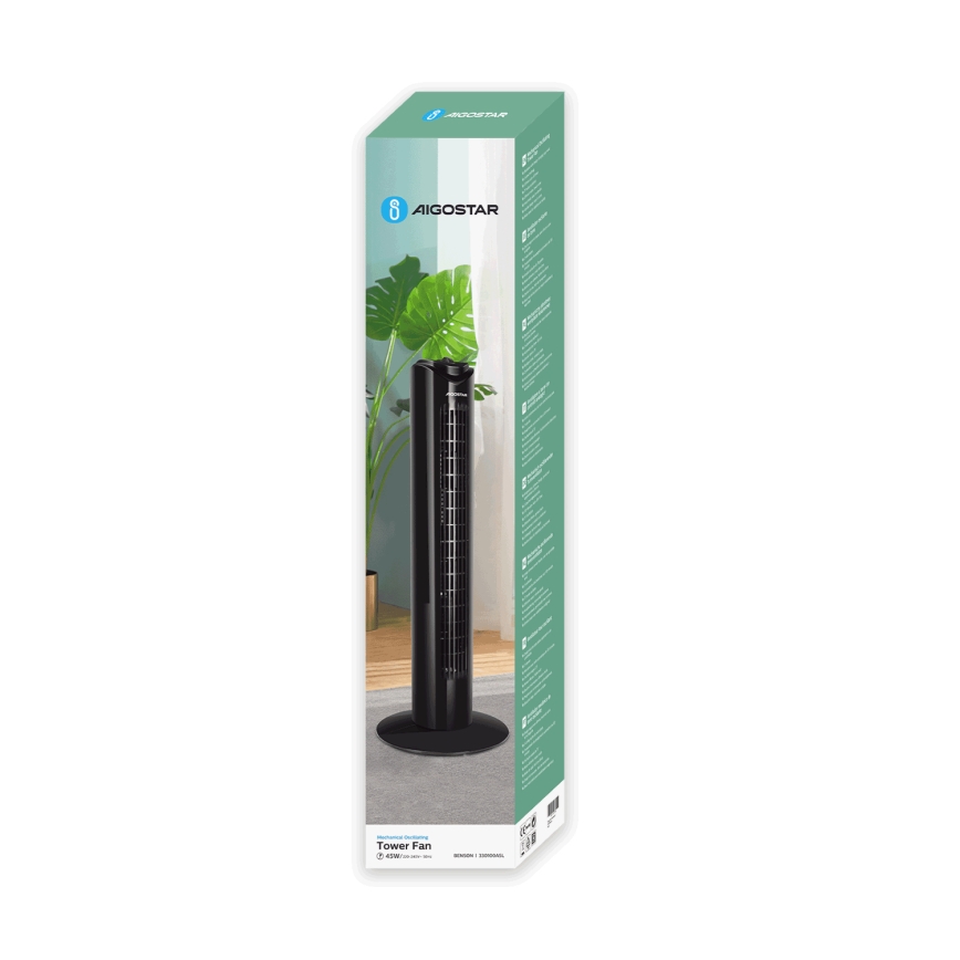 Aigostar - Tårnventilator 45W/230V sort