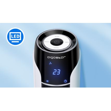 Aigostar - Tårnventilator 50W/230V sort/hvid + fjernbetjening