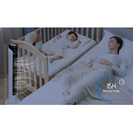 Aigostar - Tårnventilator 50W/230V sort/hvid + fjernbetjening