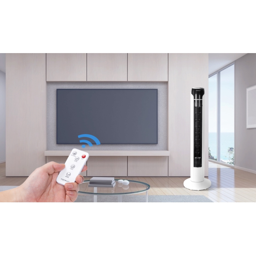 Aigostar - Tårnventilator 50W/230V sort/hvid + fjernbetjening