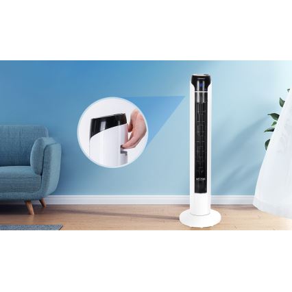 Aigostar - Tårnventilator 50W/230V sort/hvid + fjernbetjening