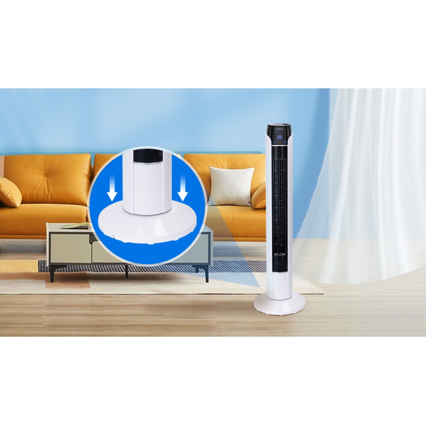 Aigostar - Tårnventilator 50W/230V sort/hvid + fjernbetjening