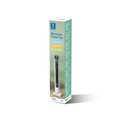 Aigostar - Tårnventilator 50W/230V sort/hvid + fjernbetjening