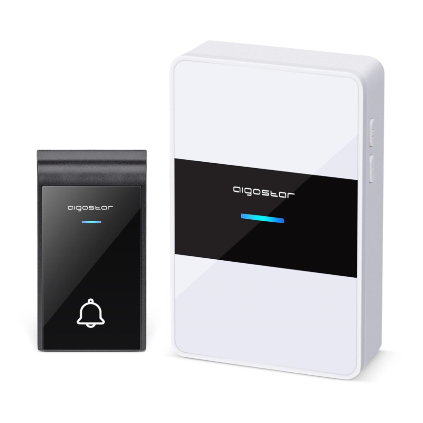 Aigostar - Trådløs dørklokke 3xAA/12V IP44 sort/hvid