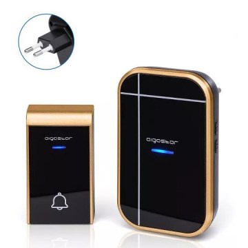 Aigostar - Trådløs dørklokke til stikkontakt 230V/12V IP44 sort