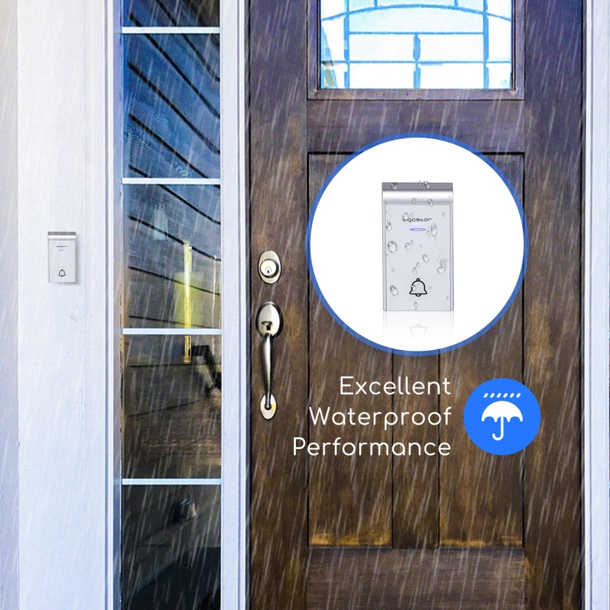 Aigostar - Trådløs dørklokke til stikkontakt 230V/12V IP44 hvid