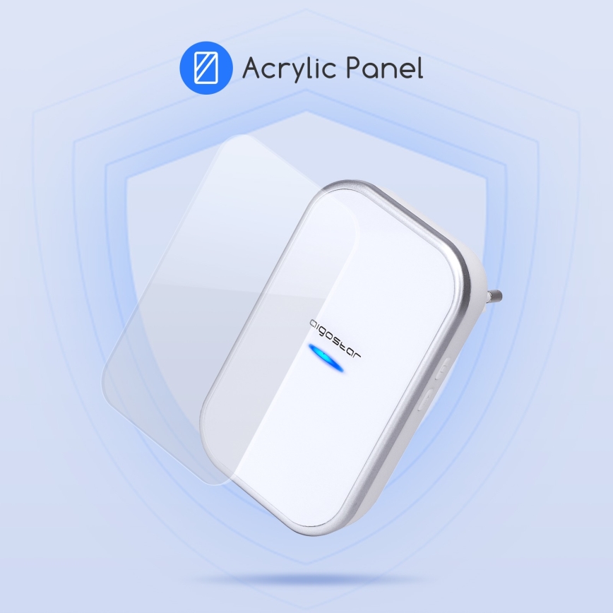 Aigostar - Trådløs dørklokke til stikkontakt 230V/12V IP44 hvid