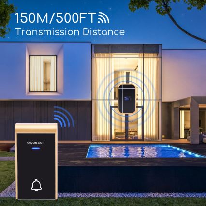 Aigostar - Trådløs dørklokke til stikkontakt 230V/12V IP44 sort