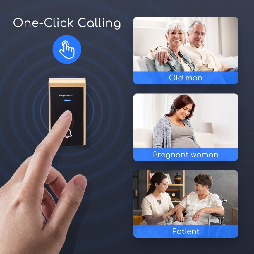 Aigostar - Trådløs dørklokke til stikkontakt 230V/12V IP44 sort