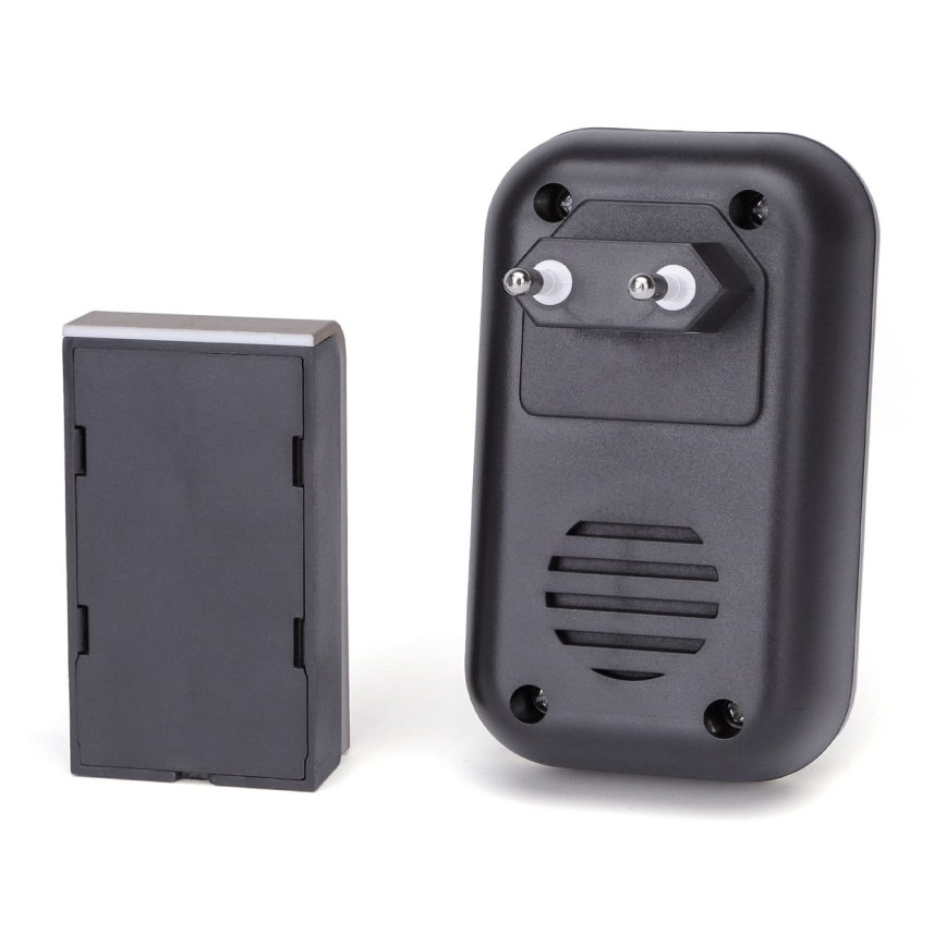 Aigostar - Trådløs dørklokke til stikkontakt 230V/12V IP44 sort