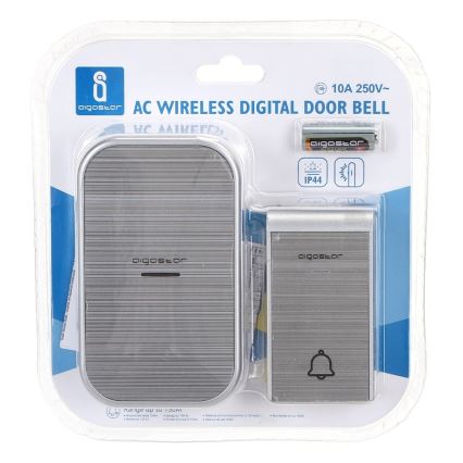 Aigostar - Trådløs dørklokke til stikkontakt 230V/12V IP44, sølv