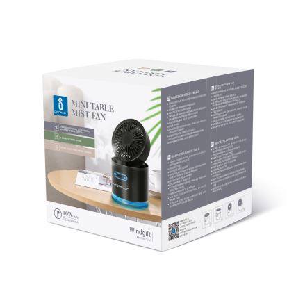 Aigostar - Trådløs mini-bordventilator med støveffekt og RGB-farver MIST 10W/5V sort
