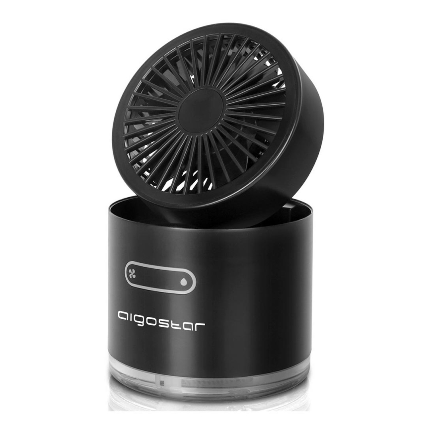 Aigostar - Trådløs mini-bordventilator med støveffekt og RGB-farver MIST 10W/5V sort