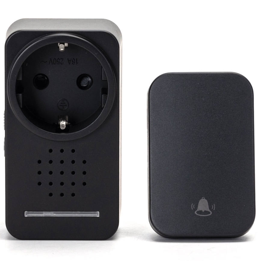 Aigostar - Trådløs plugin-dørklokke 1Z 230V IPX4 sort
