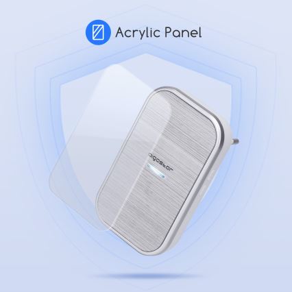 Aigostar - Trådløs plugin-dørklokke 230V/12V IP44 sølvfarvet