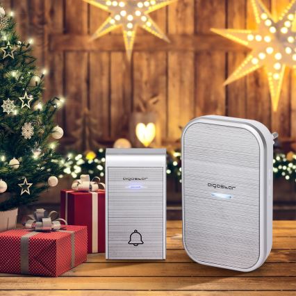 Aigostar - Trådløs plugin-dørklokke 230V/12V IP44 sølvfarvet