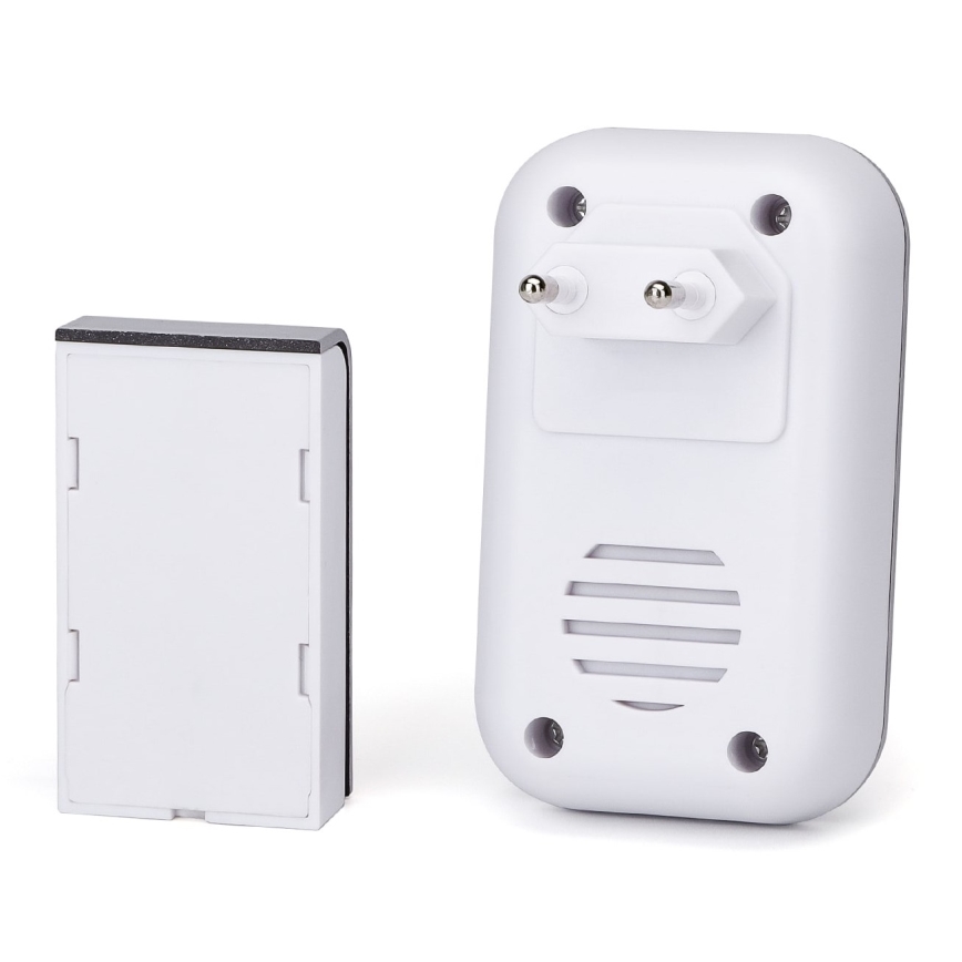 Aigostar - Trådløs plugin-dørklokke 230V/12V IP44 sølvfarvet