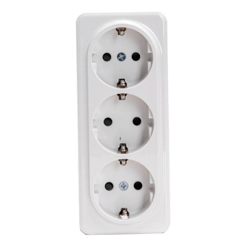 Aigostar - Tredobbelt vægstikkontakt til hjemmet SCHUKO 250V hvid
