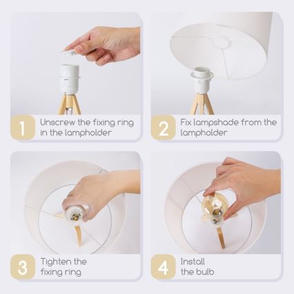 Aigostar - Træbordlampe af fyrretræ, 1xE27/60W/230V