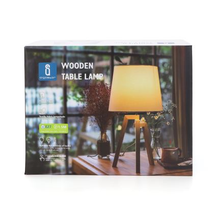 Aigostar - Træbordlampe af fyrretræ, 1xE27/60W/230V