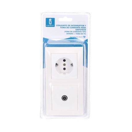 Aigostar - TV-stik og SCHUKO-stikkontakt 230 V med ramme i hvid