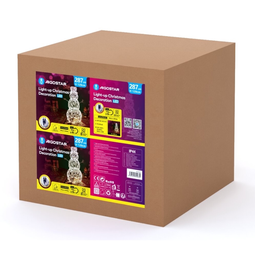Aigostar - Udendørs LED juledekoration 3,6W/31/230V 2700K 120 cm IP44 snemand
