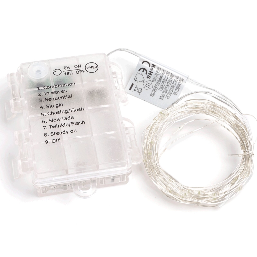 Aigostar - Udendørs LED julelyskæde 100xLED/8 funktioner/3xAA 10,3 m IP44 kold hvid