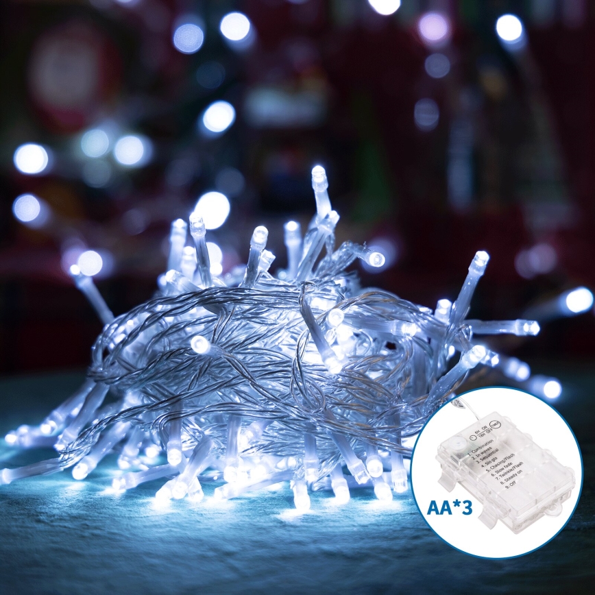 Aigostar - Udendørs LED julelyskæde 100xLED/8 funktioner 10,3m IP44 kold hvid
