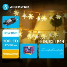 Aigostar - Udendørs LED julelyskæde 100xLED/8 funktioner 13 m IP44 varm hvid