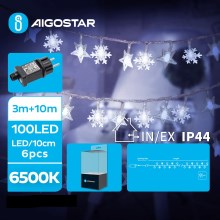 Aigostar - Udendørs LED julelyskæde 100xLED/8 funktioner 13m IP44 kold hvid