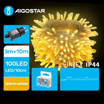 Aigostar - Udendørs LED julelyskæde 100xLED/8 funktioner 13m IP44 varm hvid
