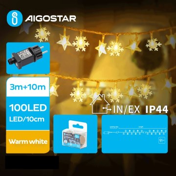 Aigostar - Udendørs LED julelyskæde 100xLED/8 funktioner 13m IP44 varm hvid