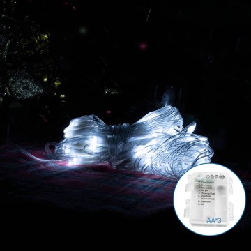 Aigostar -Udendørs LED julelyskæde 100xLED/8 funktioner 4,5x1,5m IP44 kold hvid