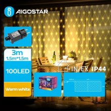Aigostar - Udendørs LED julelyskæde 100xLED/8 funktioner 4,5x1,5m IP44 varm hvid